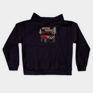 Toyota Land Cruiser Weekend Wanderer - Red Toyota Land Cruiser for Outdoor Enthusiasts Kids Hoodie